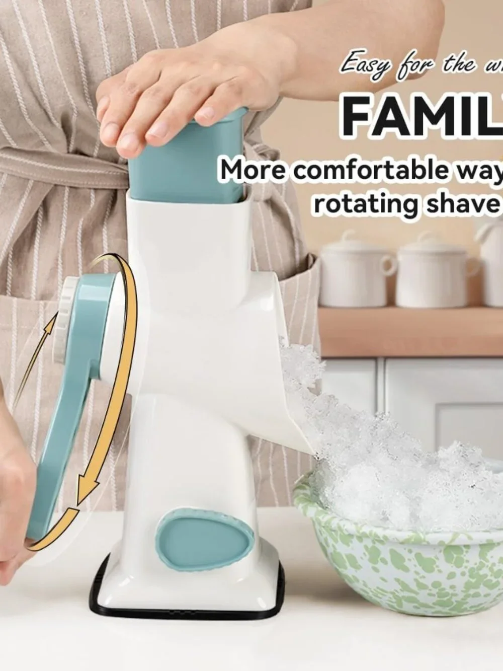 Rotary Ice Shaver with Handle Manual Hand Crank Snow Cone Maker Machine Qucik